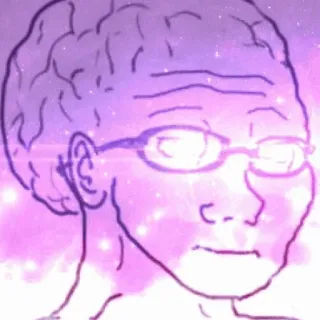 🧠 Meme, Wojak, Hersenen, Intellectueel, Bril, Melkweg, Slim, Denken telegram sticker