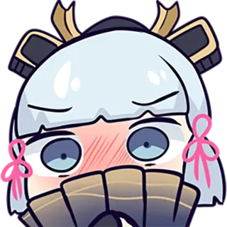 😳 Kamisato Ayaka Genshin Impact อนิเมะ, วิดีโอเกม, อิโมติคอน, คาวาอิ, แฟน, หน้าแดง, เก็นชิน อิมแพ็ค telegram sticker