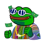 🤑 Pepe the Frog Ếch Pepe, Meme, Ếch, Tiền, Giàu có whatsapp sticker