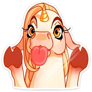 😘 unicorn, imut, stiker, kartun, fantasi, sihir, binatang, lidah whatsapp sticker