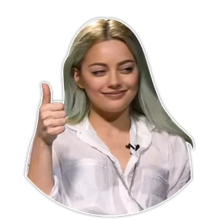 👍 femme, cheveux blonds, portrait, pouce levé, fille, personne telegram sticker