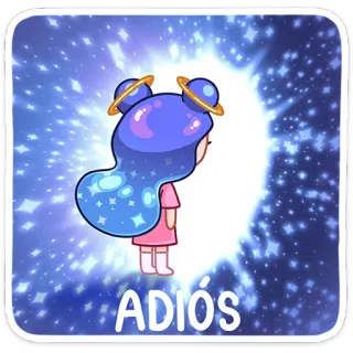 😔 ADIÓS selamat tinggal, perpisahan, kartun, gadis, luar angkasa, bintang telegram sticker
