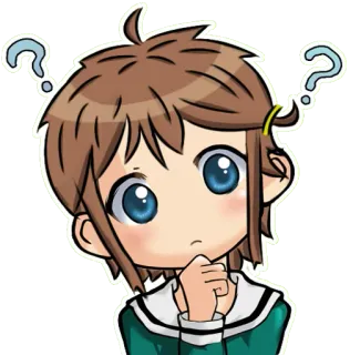 ❓ pertanyaan, bingung, anime, kartun, gadis, berpikir, tidak yakin telegram sticker