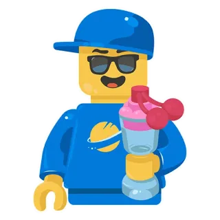 🍹 Lego, Mainan, Kartun, Karakter, Luar angkasa, Minuman, Topi, Kacamata hitam whatsapp sticker
