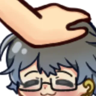 💞 Anime, Manga, Palmadita en la cabeza, Lindo, Gafas telegram sticker