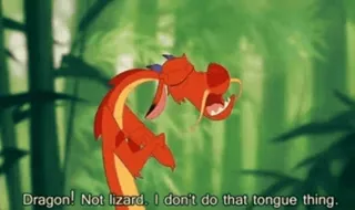 🐉 Mushu Mulan Dragon! Not lizard. I don't do that tongue thing. Mulan, Disney, Dragon, Mushu, Dessin animé telegram sticker