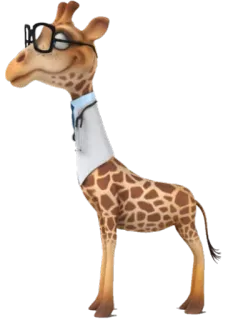 👨 Giraffe, Arzt, Brille, Cartoon, Tier, Gesundheit telegram sticker