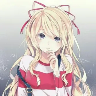 🤔 anime, girl, blonde hair, cute, cartoon, illustration telegram sticker