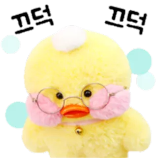 👌 꾸덕 꾸덕 mignon, canard, lunettes, peluche, coréen, autocollant, kawaii telegram sticker