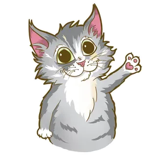 😉 gato, gatinho, animal, fofo, acenando, amigável telegram sticker