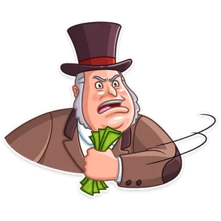😠 돈, 부자, 화난, 만화, 남자, 중절모 telegram sticker