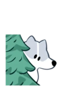 🐺 狼, 动物, 自然, 卡通, 树, 可爱 telegram sticker