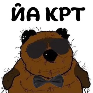 😎 ЙА КРТ urso, óculos de sol, gravata borboleta, desenho animado, animal whatsapp sticker