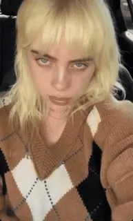 😒 Billie Eilish นักร้อง, นักดนตรี, ผมบลอนด์, คนดัง, ภาพเหมือน telegram sticker