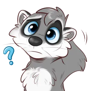 🤔 mapache, dibujo animado, animal, pregunta, expresión, confundido telegram sticker