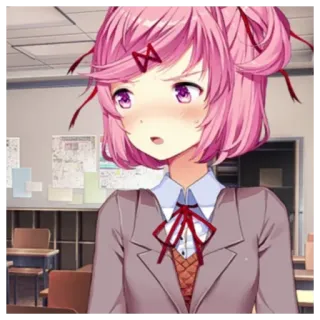😶 Natsuki Doki Doki Literature Club! Anime, Manga, Süß, Schulmädchen, Videospiel, Kawaii telegram sticker