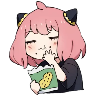 🥜 Anya Forger Spy x Family Anime, Charakter, Essen, Anya, Spy x Family, süß, Essen, Snacks telegram sticker