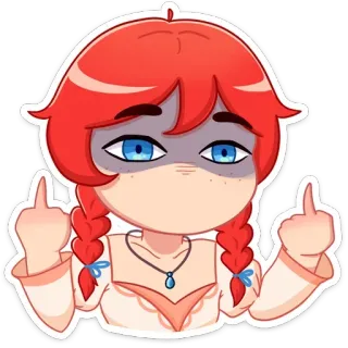 🖕 การ์ตูน, นิ้วกลาง, หยาบคาย, โกรธ, ผู้หญิง, ผู้หญิง whatsapp sticker