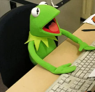 😃 Kermit Kermit la rana, Meme, Digitando, Eccitato, Rana telegram sticker