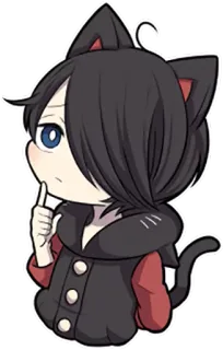 🤔 애니메이션, 고양이, 소년, 생각, 치비, 귀여운, 캐릭터 telegram sticker