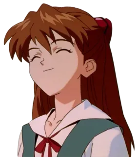 😀 Asuka Langley Soryu Neon Genesis Evangelion anime, cartoon, happy, smile, Asuka Langley telegram sticker