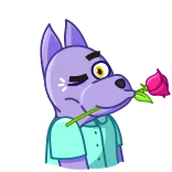 😉 cartoon, animal, dog, flower, purple, romantic telegram sticker