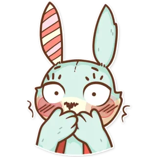 😳 Kreskówka, Zwierzę, Królik, Królik, Uroczy, Kawaii, Zszokowany, Zaskoczony telegram sticker