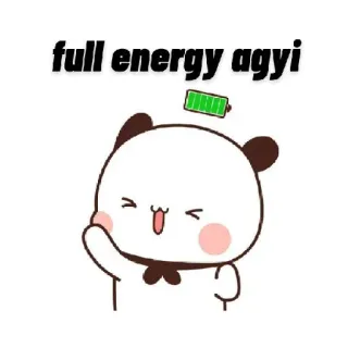 🔋 full energy agyi panda, energy, cute, cartoon whatsapp sticker