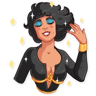 ✨ wanita, berambut cokelat, glamor, berkilau, mode, perhiasan, potret telegram sticker