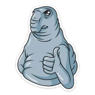 👍 Zhdun waiting, blob, gray, thumbs up, internet meme telegram sticker