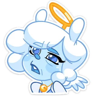 😦 thiên thần, hoạt hình, dễ thương, vòng hào quang, nhân vật, nhãn dán telegram sticker