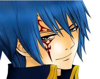 😊 Anime, Mangá, Cabelo azul, Tatuagem, Sorriso irônico, Personagem de anime telegram sticker