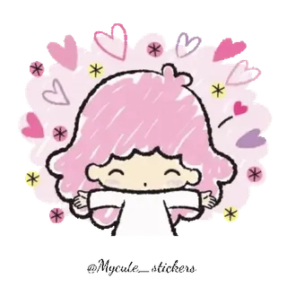 💫 personaje, kawaii, lindo, corazón, rosa telegram sticker