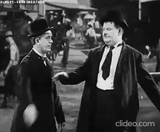🕺 Laurel and Hardy Комедия, Винтаж, Черно-белое, Мужчины, Шляпы telegram sticker