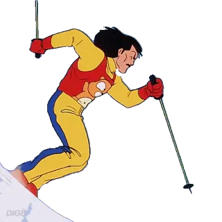 ⛷ esquí, deporte de invierno, atleta, dibujo animado whatsapp sticker