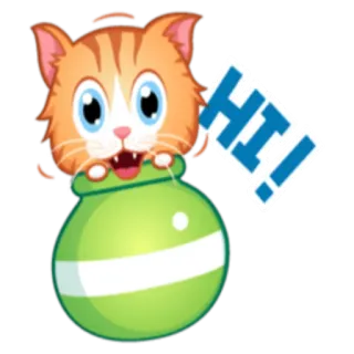 🙂 HI! 고양이, 만화, 동물, 귀여운, 친근한, 인사 telegram sticker