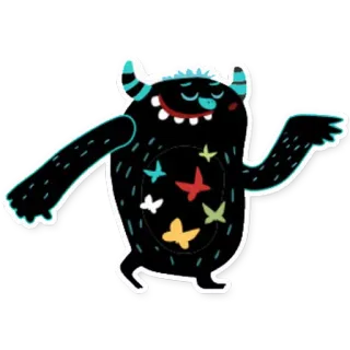 😌 Monstro, Desenho animado, Fofo, Amigável, Personagem, Ilustração whatsapp sticker