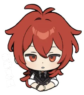 ⛔ Diluc Genshin Impact Anime, Spel, Genshin Impact, Diluc, Chibi telegram sticker