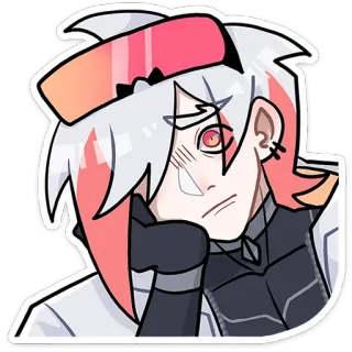 😞 Anime, Personage, Sticker, Wit Haar, Digitale Kunst telegram sticker