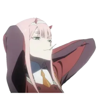 😌 Zero Two Darling in the Franxx Anime, Charakter, Zero Two, Darling in the Franxx, Illustration whatsapp sticker