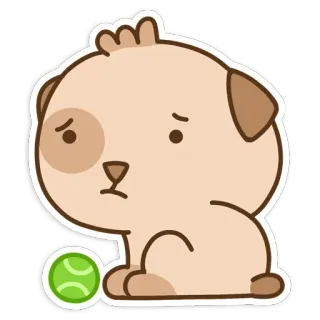 😔 cachorro, filhote, fofo, animal de estimação, animal, bola telegram sticker