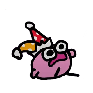 😧 ピエロ, 面白い, かわいい, ピンク, 帽子, 漫画 telegram sticker