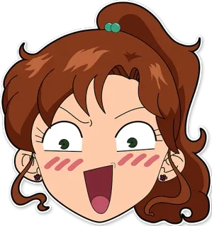 😳 anime girl, excited face, cartoon, sticker, female, funny whatsapp sticker