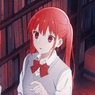 😮 Anime, Meisje, rood haar, schooluniform, strik telegram sticker