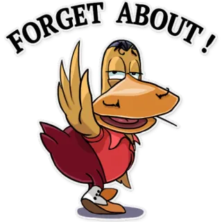😌 FORGET ABOUT! 鳥, アヒル, 中指, タバコ, 漫画, 不快 telegram sticker