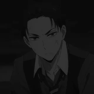 💸 anime, man, face, dark, serious, cartoon whatsapp sticker