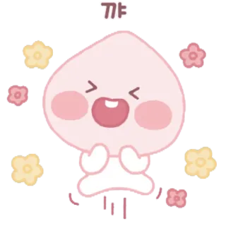 🤑 꺄 복숭아, 만화, 귀여운, 스티커, 한국어, 표현 telegram sticker