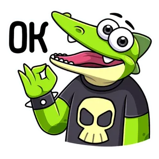 👌 OK desenho animado, jacaré, OK, aprovação, adesivo, réptil telegram sticker