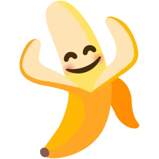 🤗 กล้วย, ผลไม้, การ์ตูน, มีความสุข, อาหาร, สติกเกอร์ telegram sticker
