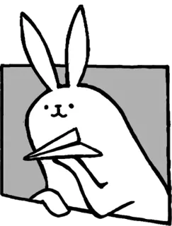 📨 coniglio, coniglietto, aeroplanino di carta, cartone animato, animale, carino telegram sticker
